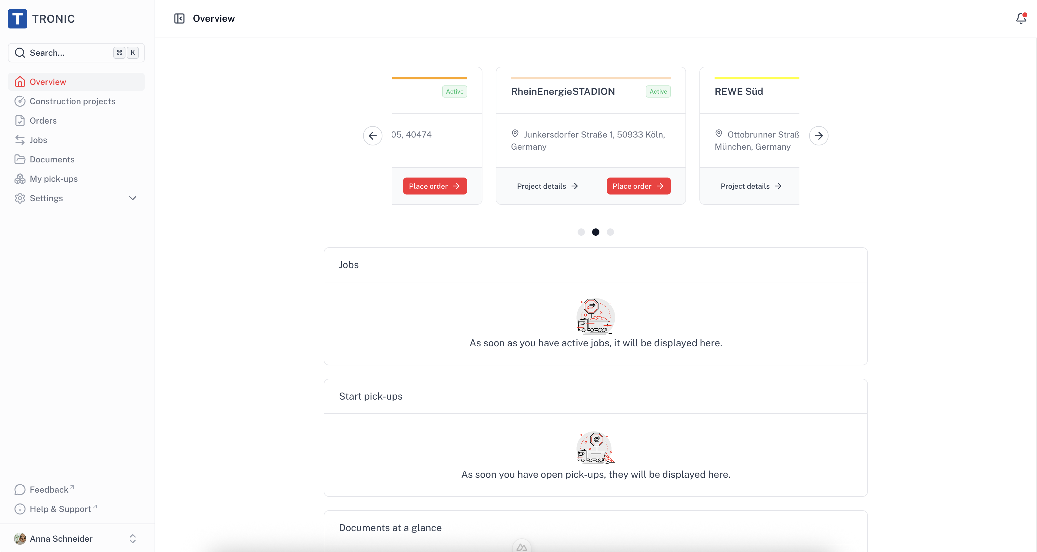 Customer Dashboard View
