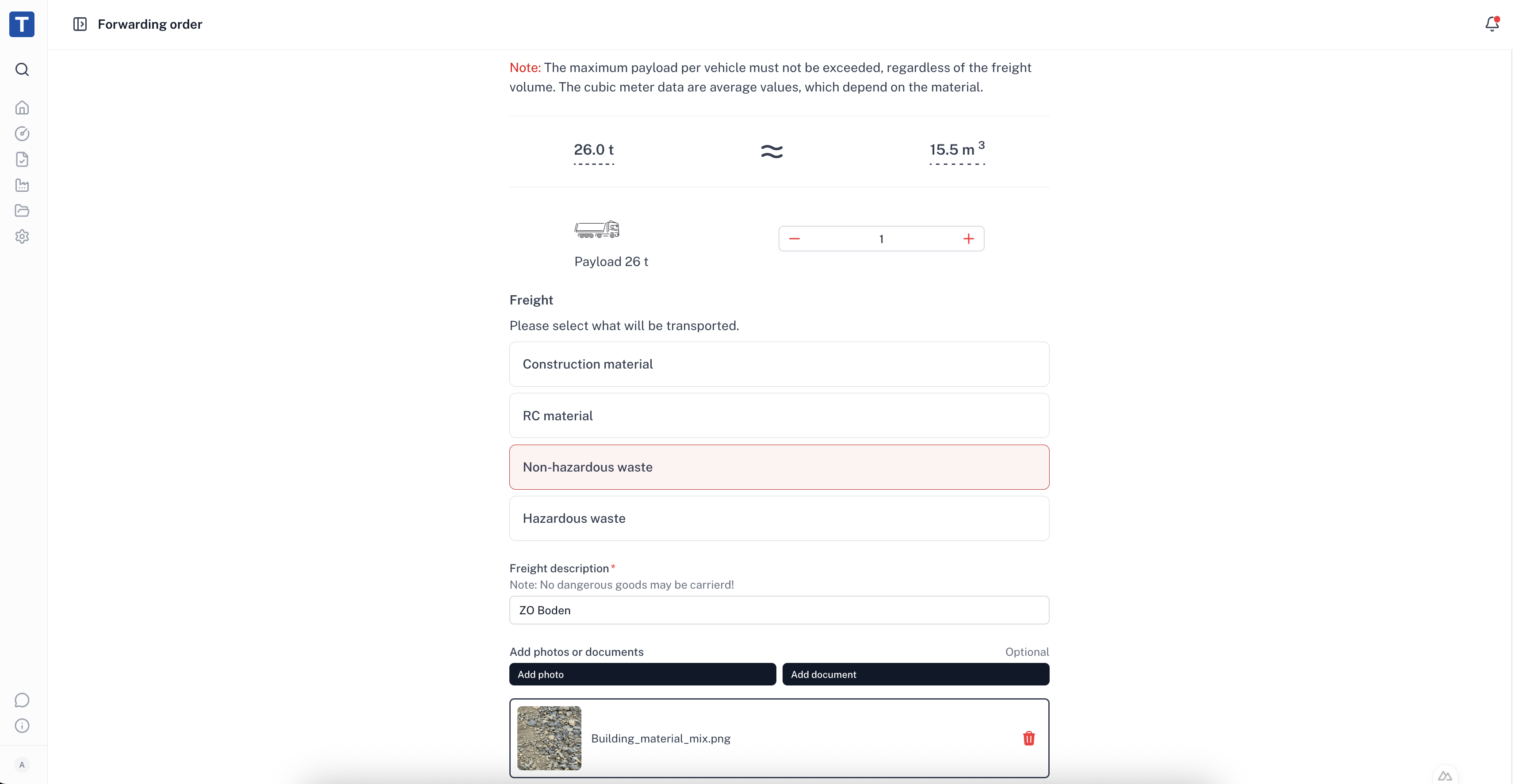 Non-hazardous waste order View